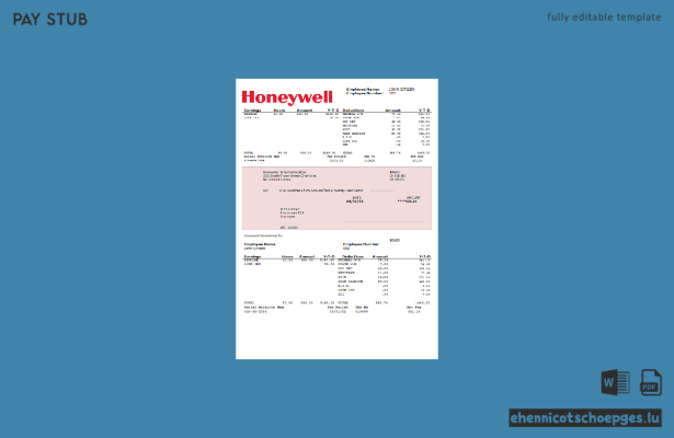 Gehaltsabrechnung des US-amerikanischen Honeywell-Konzerns (PSD-Beispielvorschau)